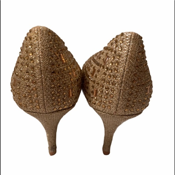 Delicacy Gold Sparkle Jewel High Heel Shoe Size 8 - Picture 5 of 8